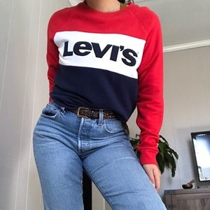 Levis Hoodie Sweatshirt Red White and blue